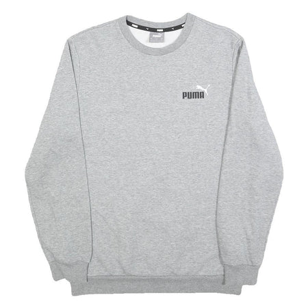 PUMA Mens Grey Cotton Blend Crew Neck S Sweatshirt Logo Casual Pullover