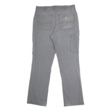 CARHARTT Mens Cotton Blend Grey Relaxed Straight Trousers W32 L32 Workwear