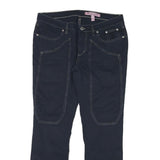 JECKERSON Womens Cotton Blend Navy Slim Straight Trousers W30 L27 Stylish Casual