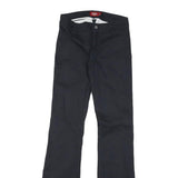 DICKIES Womens Regular Fit Black Trousers W25 L31 Cotton Blend Zip Closure