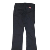 DICKIES Womens Regular Fit Black Trousers W25 L31 Cotton Blend Zip Closure