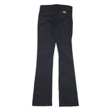 DICKIES Womens Regular Fit Black Trousers W25 L31 Cotton Blend Zip Closure
