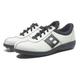 BALLY Womens Casual Leather Low Top White Black UK 4.5 Comfortable Stylish