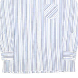 WALDE Mens Blue & White Striped Shirt L Cotton Blend Classic Fit Long Sleeve