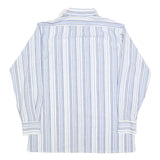WALDE Mens Blue & White Striped Shirt L Cotton Blend Classic Fit Long Sleeve
