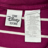 Mickey Mouse Disney Striped T-Shirt - Medium Burgundy Cotton