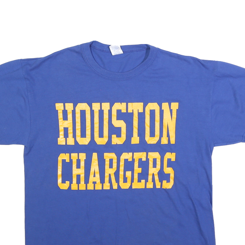 RUSSELL ATHLETIC Mens Blue Houston Chargers Graphic T-Shirt M Short Sleeve Crew