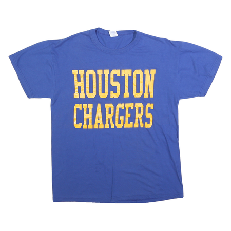 RUSSELL ATHLETIC Mens Blue Houston Chargers Graphic T-Shirt M Short Sleeve Crew