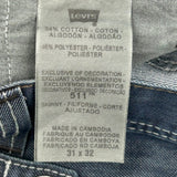511 Levis Skinny Jeans - 36W 32L Blue Cotton