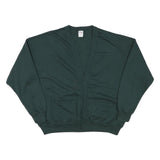 QUITMAN Mens Green Cotton Blend Button Up Plain V-Neck Basic Knit One Size