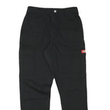 DICKIES Womens Black Relaxed Cargo Trousers W27 L30 Workwear Cotton Blend Zip