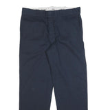 DICKIES Mens Cotton Blend Navy Regular Straight Trousers W35 L30 Workwear