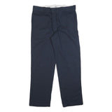 DICKIES Mens Cotton Blend Navy Regular Straight Trousers W35 L30 Workwear
