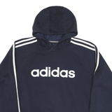 ADIDAS Mens Blue & White Pullover M Cotton Blend Jersey Drawstring Hoodie