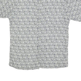 PIERRE CARDIN Mens White & Grey Patterned Rayon Shirt M Short Sleeve Button