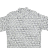 PIERRE CARDIN Mens White & Grey Patterned Rayon Shirt M Short Sleeve Button