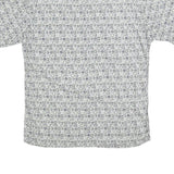 PIERRE CARDIN Mens White & Grey Patterned Rayon Shirt M Short Sleeve Button