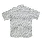 PIERRE CARDIN Mens White & Grey Patterned Rayon Shirt M Short Sleeve Button