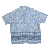 MUNSINGWEAR Mens Blue Patterned Cotton Blend Shirt XL Casual Summer Short Sleeve