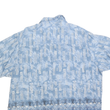 MUNSINGWEAR Mens Blue Patterned Cotton Blend Shirt XL Casual Summer Short Sleeve