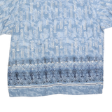 MUNSINGWEAR Mens Blue Patterned Cotton Blend Shirt XL Casual Summer Short Sleeve