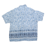 MUNSINGWEAR Mens Blue Patterned Cotton Blend Shirt XL Casual Summer Short Sleeve
