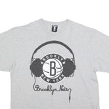 NBA Mens Grey Brooklyn Nets Graphic T-Shirt XL Short Sleeve Crew Neck