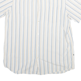 BOSS Mens White Blue & Beige Striped Cotton Blend Shirt L Casual Summer Short