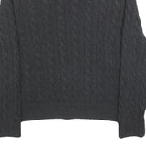 POLO RALPH LAUREN Mens Black Patterned Cotton Cable Knit Jumper XL Classic Fit