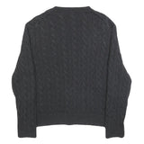 POLO RALPH LAUREN Mens Black Patterned Cotton Cable Knit Jumper XL Classic Fit