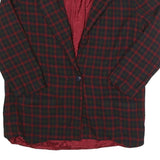 J'ENVIE SPORT Womens Red & Black Check Wool Jacket UK 14 Button Closure Classic