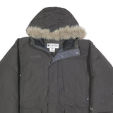 COLUMBIA Mens Black Hooded Puffer Jacket L Nylon Zip Winter Coat Outdoor Warm