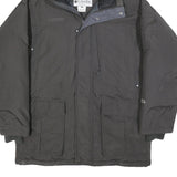 COLUMBIA Mens Black Hooded Puffer Jacket L Nylon Zip Winter Coat Outdoor Warm