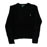 Ralph Lauren Cable Knit Sweater - Medium Black Cotton
