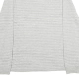 TOMMY HILFIGER Mens Grey Stripe Henley T-Shirt L Long Sleeve Crew Neck Cotton