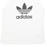 ADIDAS Womens White & Black Logo Vest M Sleeveless Crew Neck Cotton Blend