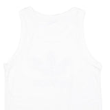 ADIDAS Womens White & Black Logo Vest M Sleeveless Crew Neck Cotton Blend