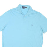 POLO RALPH LAUREN Mens Blue Short Sleeve Plain Polo Shirt L Cotton Blend
