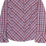 TOMMY HILFIGER Womens Red Blue Plaid Shirt M Cotton Button Front Casual
