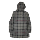 BARBOUR Womens Grey & Black Outdoor Checked Jacket S Polyester Blend Woven Zip