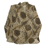 JKS DESIGN Womens Beige Animal Print Long Sleeve Shirt L Polyester Blend