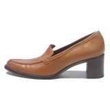 ZAMAGNI Womens Brown Leather Block Heel Shoes UK 6 Classic Smart Loafers