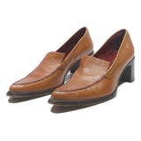 ZAMAGNI Womens Brown Leather Block Heel Shoes UK 6 Classic Smart Loafers