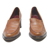 ZAMAGNI Womens Brown Leather Block Heel Shoes UK 6 Classic Smart Loafers