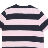 TOMMY HILFIGER Mens Navy & Pink Stripe T-Shirt L Short Sleeve Crew Neck Cotton