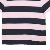 TOMMY HILFIGER Mens Navy & Pink Stripe T-Shirt L Short Sleeve Crew Neck Cotton