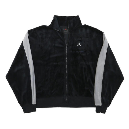 AIR JORDAN Womens Black & Grey Casual Jacket XS Polyester Blend Plain Zip Up