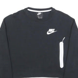 NIKE Womens Black Crew Neck S Sweatshirt Crop Zip Pocket Casual Style