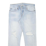 LEVI'S 501CT Mens Jeans Blue Slim Straight Denim Light W32 L27 Button Closure