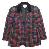 FUNDAMENTAL THINGS Womens Blue & Red Check Wool Blend Jacket UK 14 Button